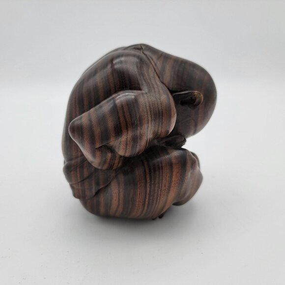 Carved Rosewood Wooden Weeping Buddha Figure - Picture 8 of 11